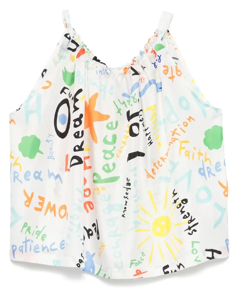 Rianna + Nina Bluse mit Schriftzug-Print - Weiß Weiß
