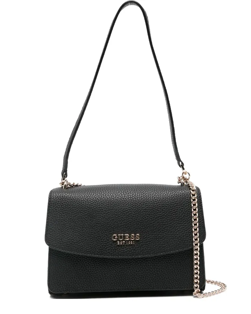 Guess Schultertasche mit Logo-Schild - Schwarz Schwarz