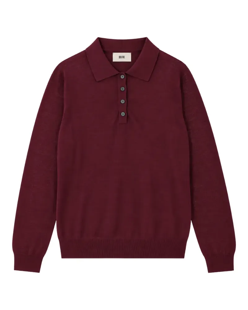 SOLOTRE Geknöpfter Pullover mit Polokragen - Rot Rot