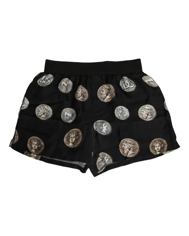 Dolce & Gabbana Black Ancient Coin Print Boxer Shorts Underwear - Schwarz Schwarz