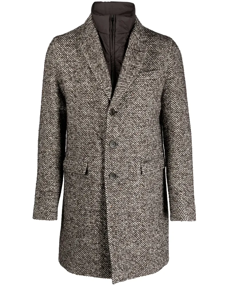 Herno Mantel mit Fischgrätenmuster - Braun Braun
