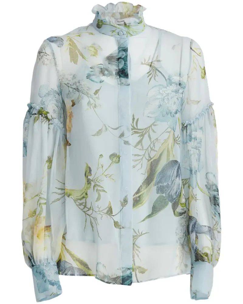 Erdem Seidenbluse mit botanischem Print - Blau Blau