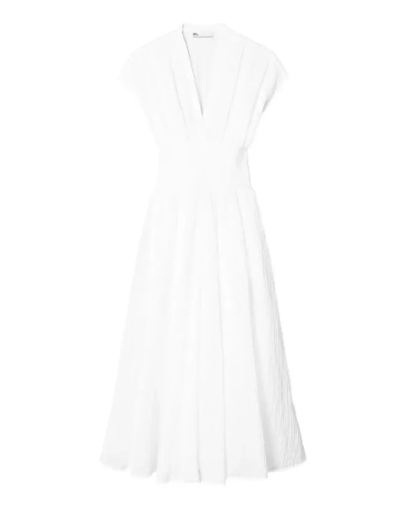 Tory Burch Leinenkleid mit V-Ausschnitt - Weiß Weiß