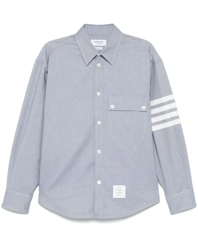 Thom Browne 4 Bar Stripe Flanellhemd - Blau Blau