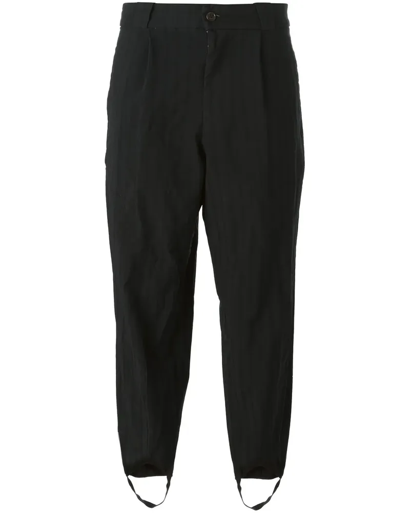 Comme des Garçons Gestreifte Hose mit Riemen - Schwarz Schwarz