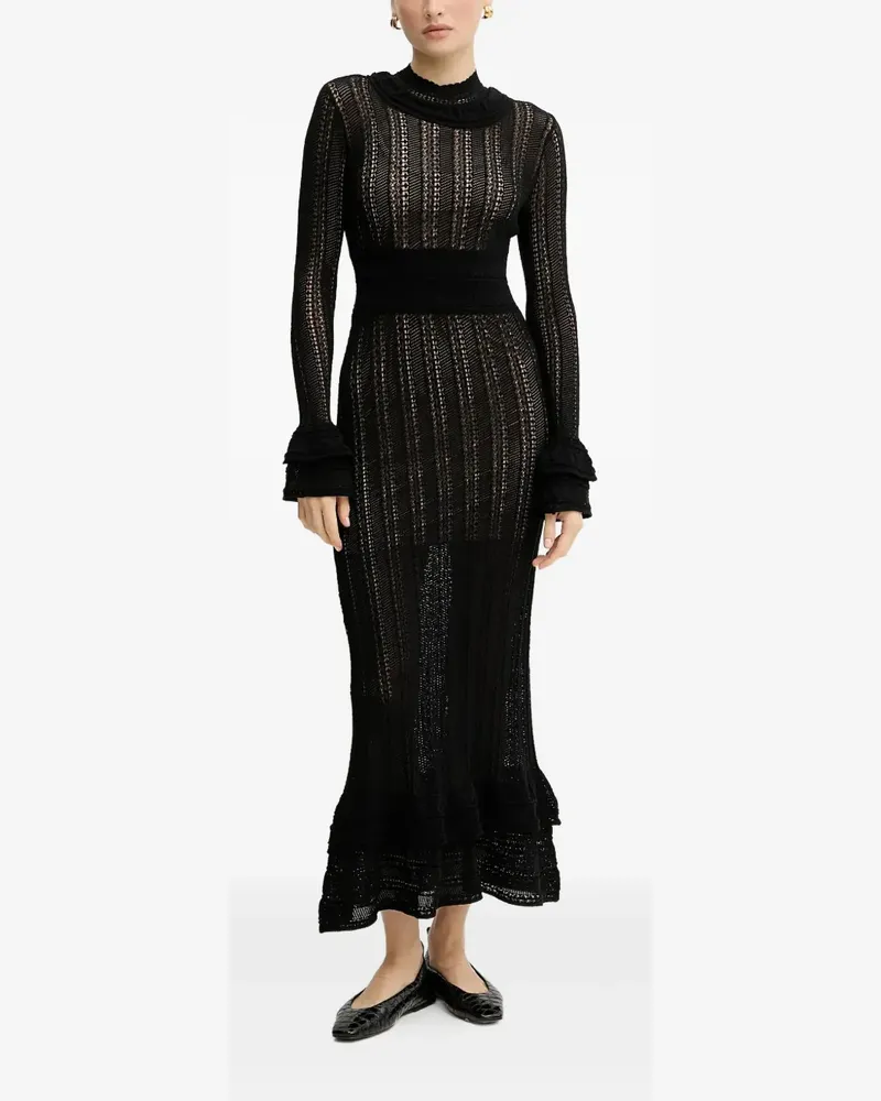 Twin-Set Gerüschtes Maxikleid - Schwarz Schwarz