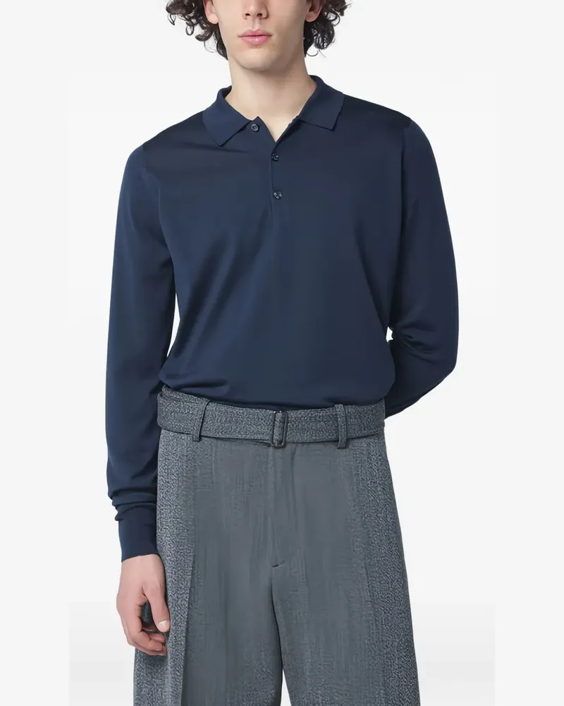 John Smedley Cotswold long-sleeve polo shirt - Blau Blau
