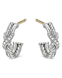 David Yurman Petite X Creolen mit Diamanten Silber