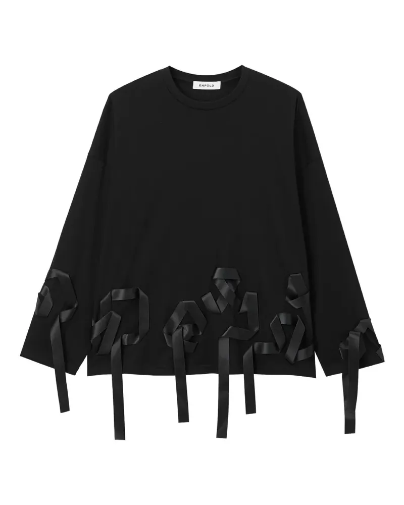 ENFÖLD Langarmshirt mit Schleifendetail - Schwarz Schwarz
