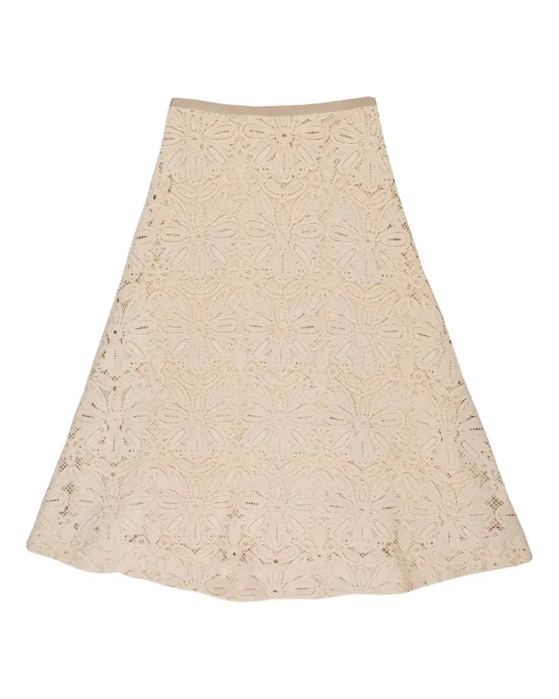 Incotex floral-lace A-line skirt - Nude Nude