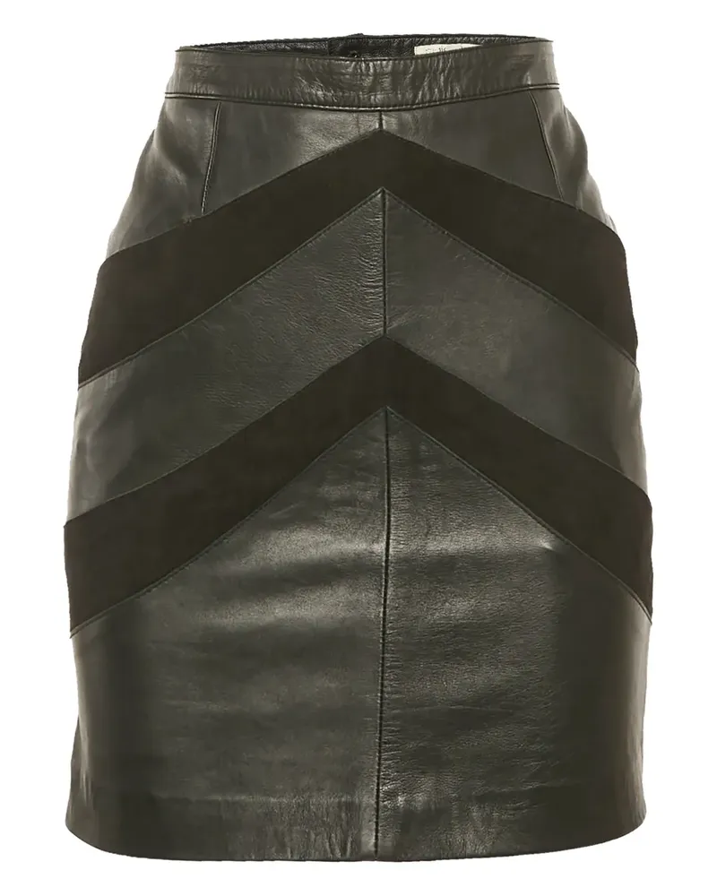 Maje Leder-Minirock mit Zickzackmuster - Schwarz Schwarz