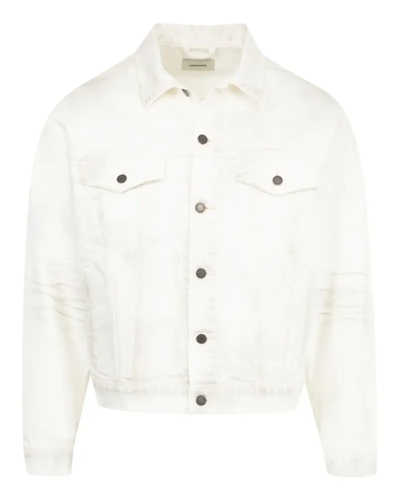 SEEKINGS Jeansjacke im Distressed-Look - Weiß Weiß