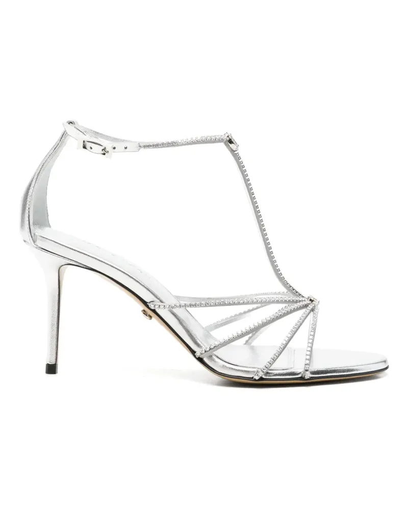 Mach & Mach T-Riemen-Sandalen mit Kristallen - Silber Silber