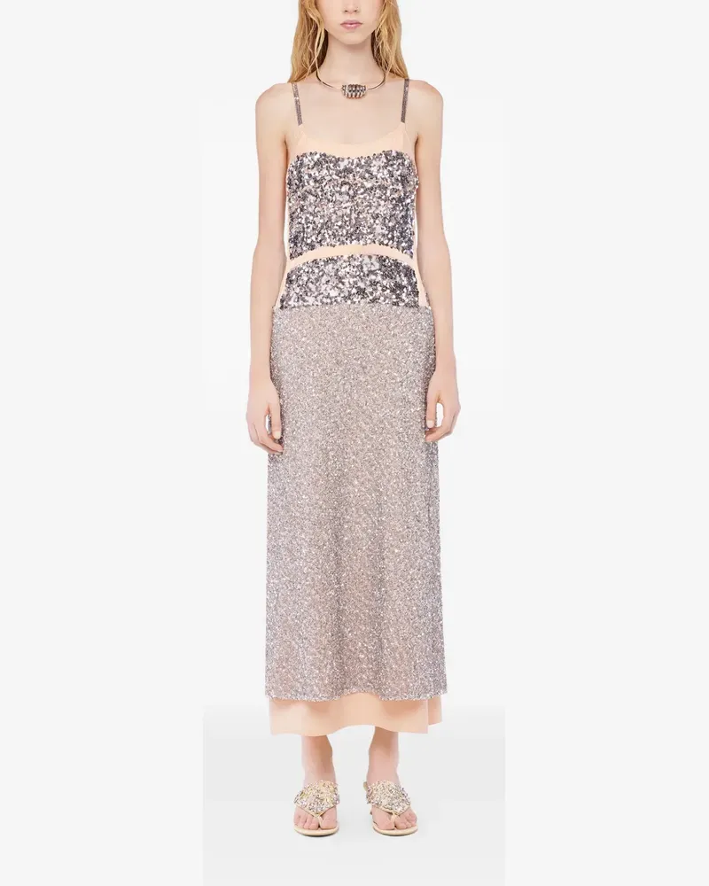 Paco Rabanne sequin-embellished strap dress - Nude Nude