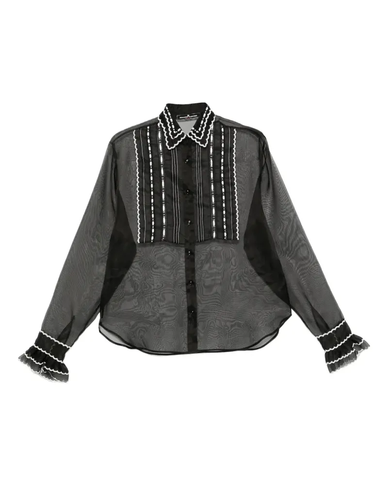 Ermanno Scervino Hemd mit Wellensaum-Stickerei - Schwarz Schwarz