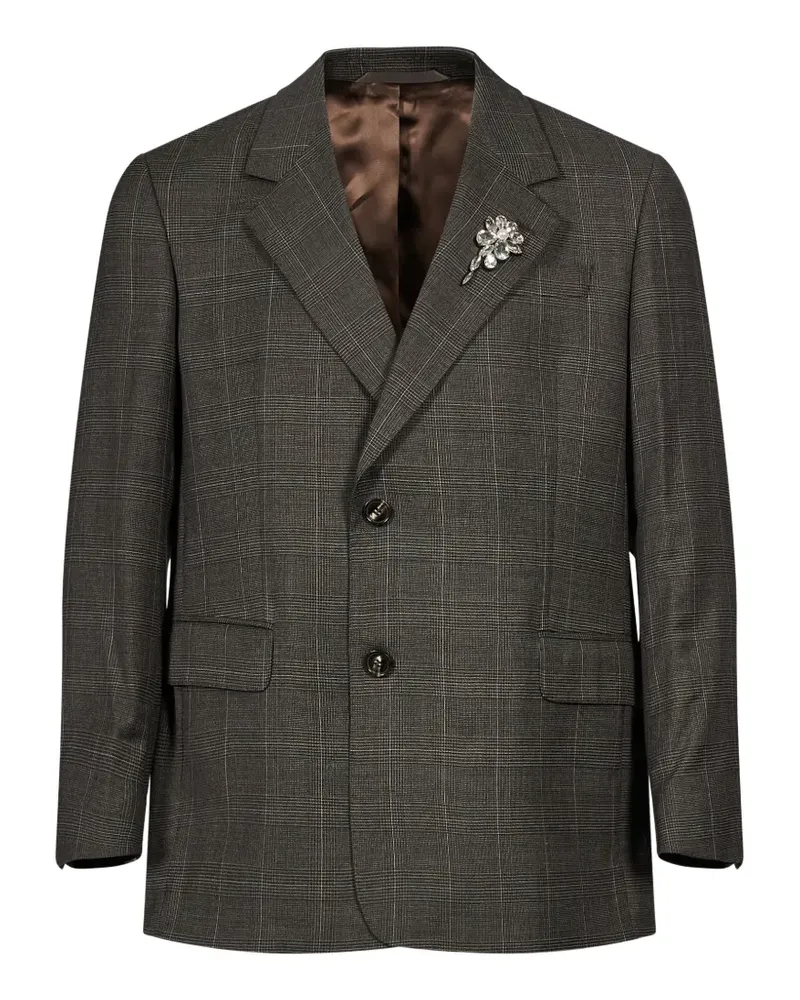 Simone Rocha crystal-embellished checked jacket - Grau Grau