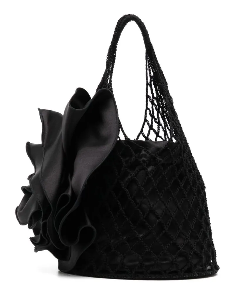 Magda Butrym Devana Mini-Tasche mit floraler Applikation - Schwarz Schwarz