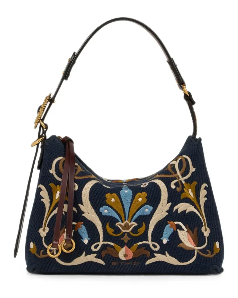 Etro Kleine Rosette Tasche aus Canvas mit Stickerei - Blau Blau