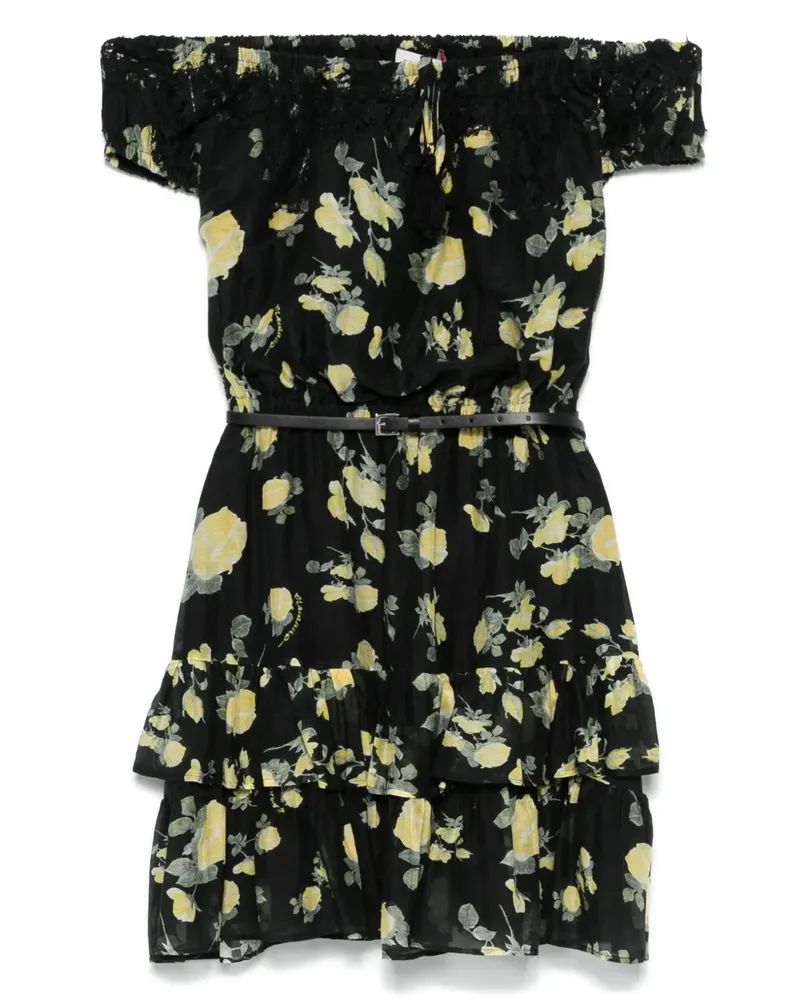 Ermanno Scervino Kleid mit Blumen-Print - Schwarz Schwarz