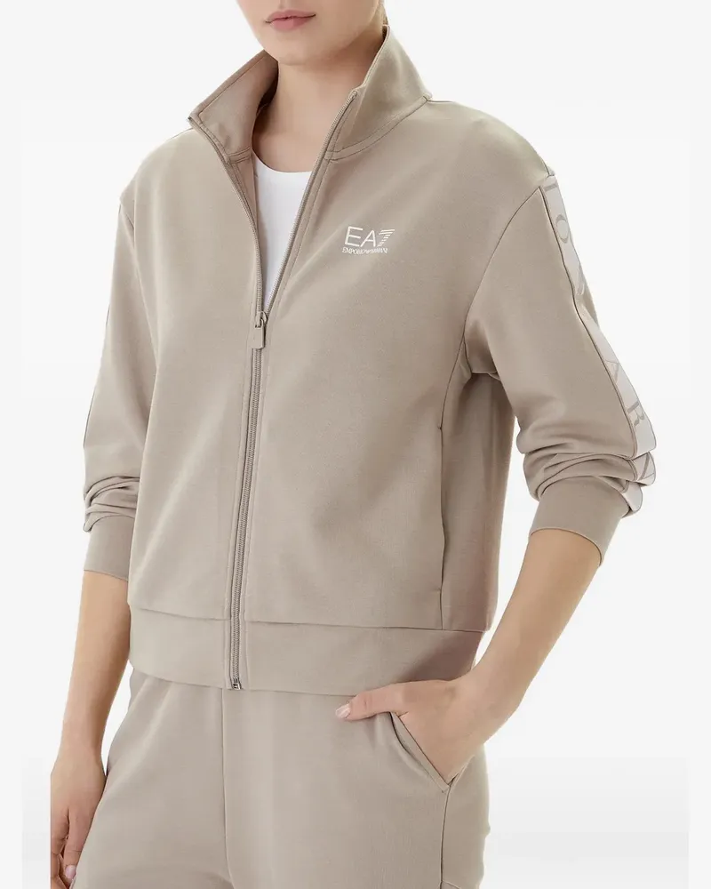 EA7 logo-print zip sweatshirt - Nude Nude