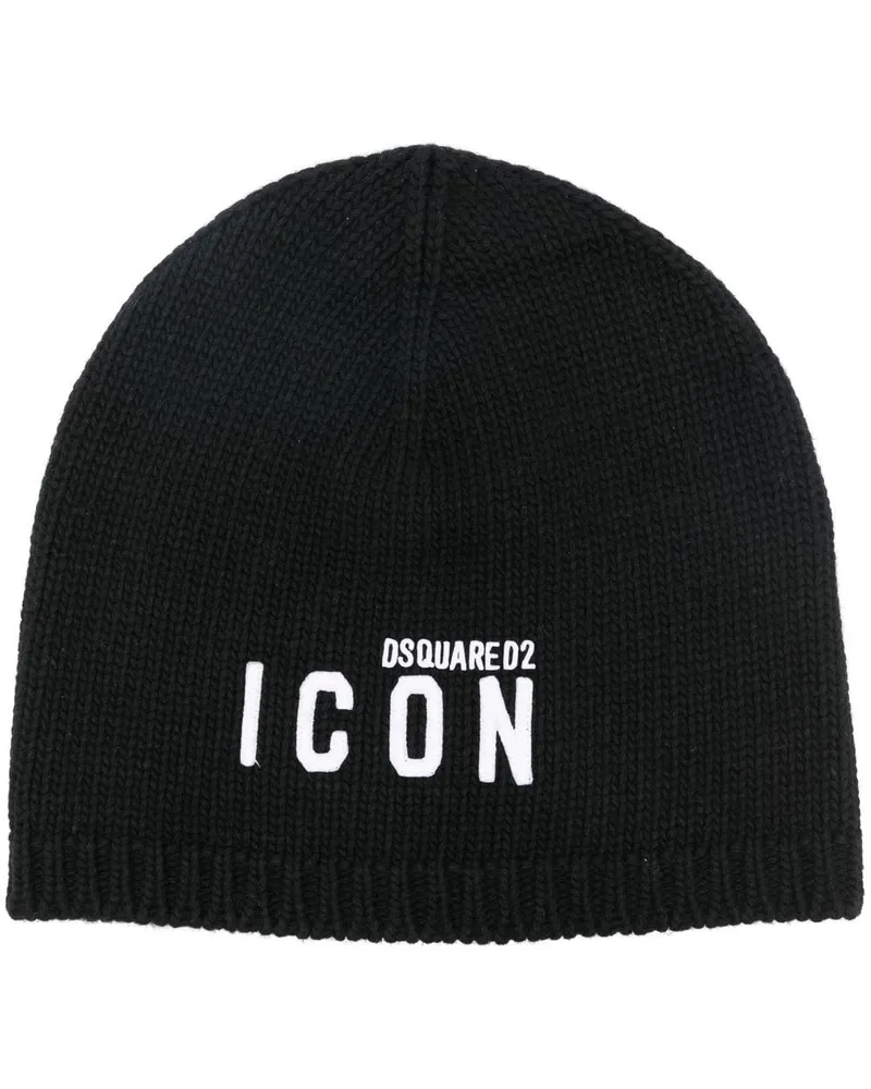 Dsquared2 Beanie mit "Be Icon"-Stickerei - Schwarz Schwarz