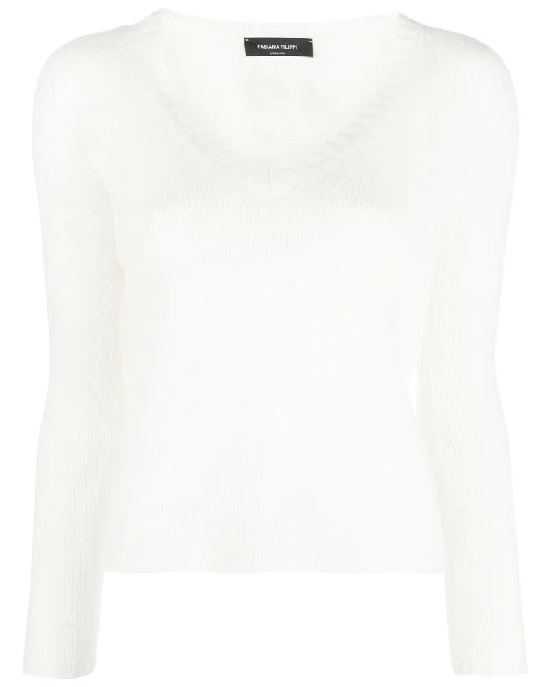 Fabiana Filippi Kaschmirpullover mit V-Ausschnitt - Weiß Weiß