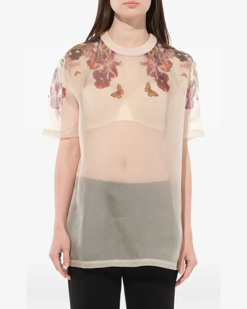 Givenchy T-Shirt mit floralem Print - Nude Nude