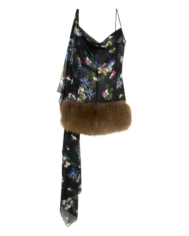 Blumarine Minikleid mit Blumen-Print - Schwarz Schwarz