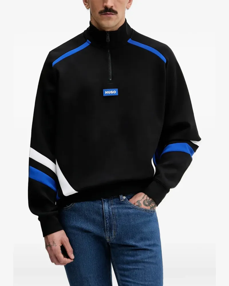 HUGO BOSS half-zip logo-patch sweatshirt - Schwarz Schwarz