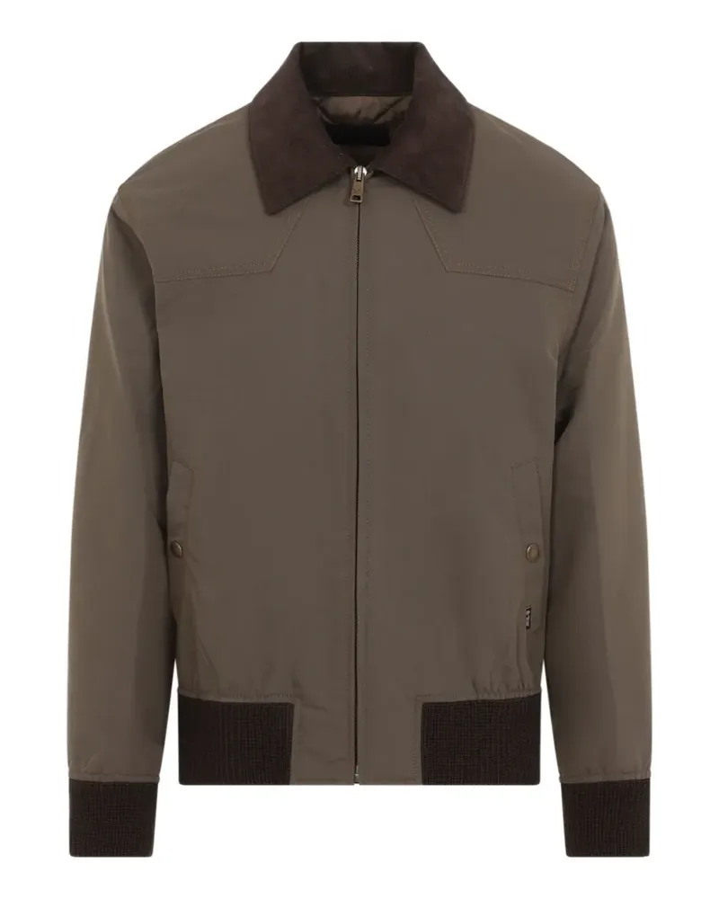 Prada Jacke mit Cordkragen und geripptem Besatz - Braun Braun