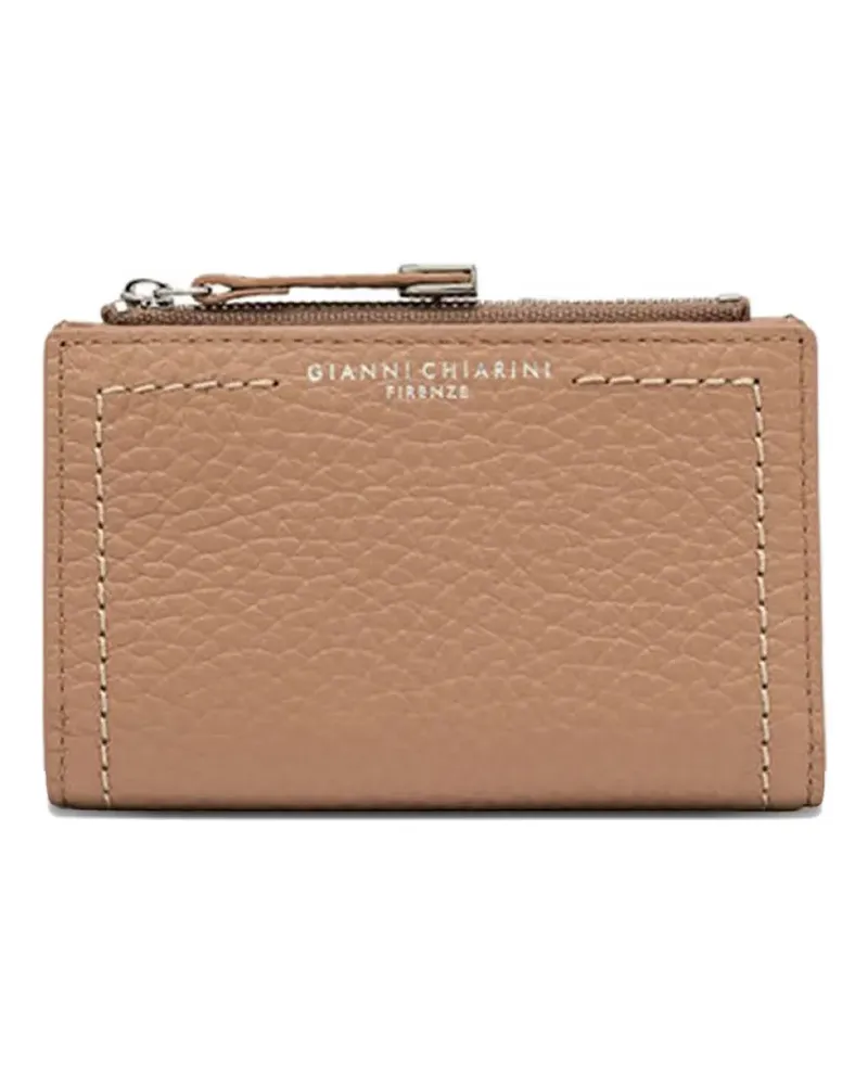 Gianni Chiarini grained zip leather wallet - Nude Nude
