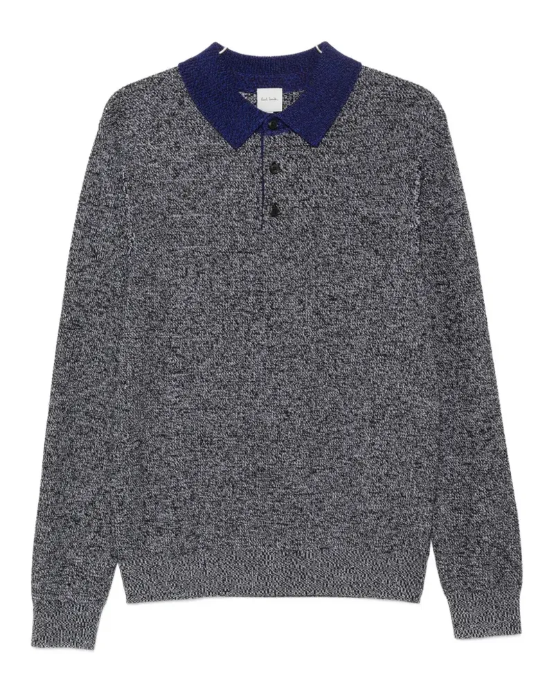 Paul Smith marled-knit long-sleeve polo shirt - Grau Grau
