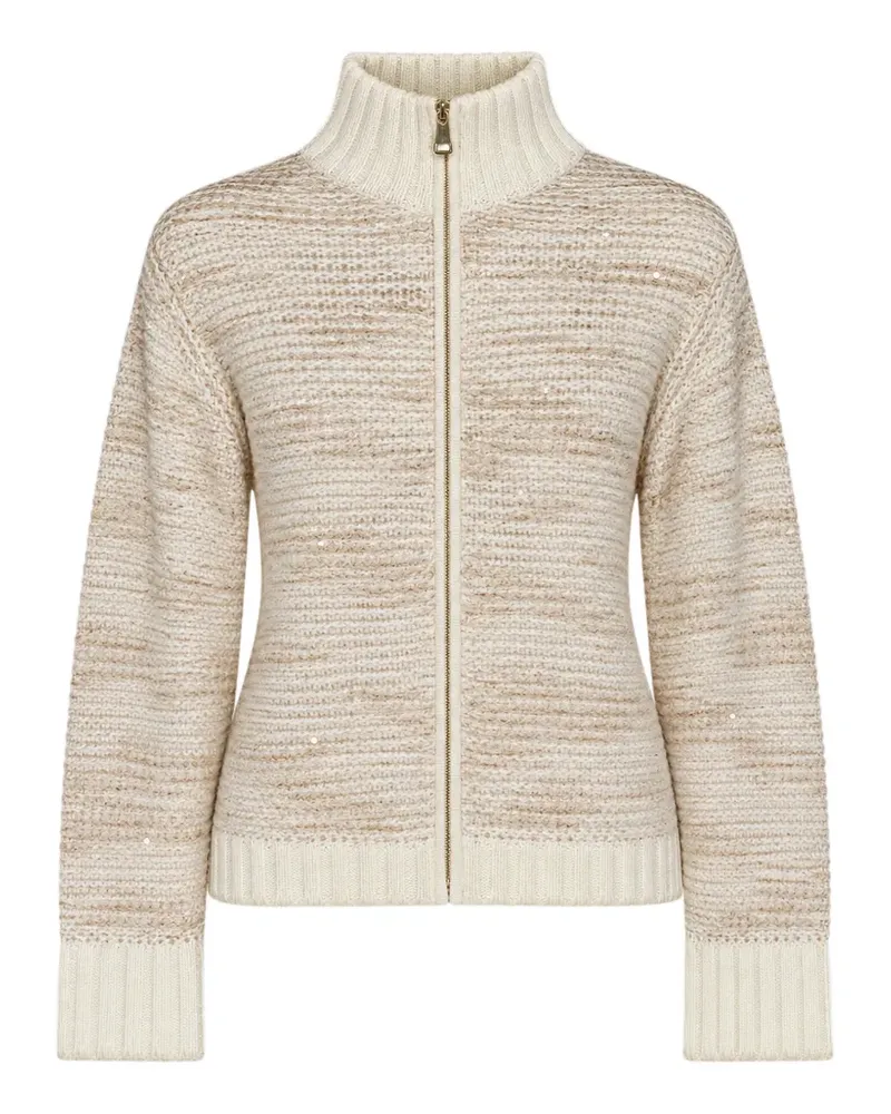 Fabiana Filippi sequin-embellished zip-up cardigan - Nude Nude