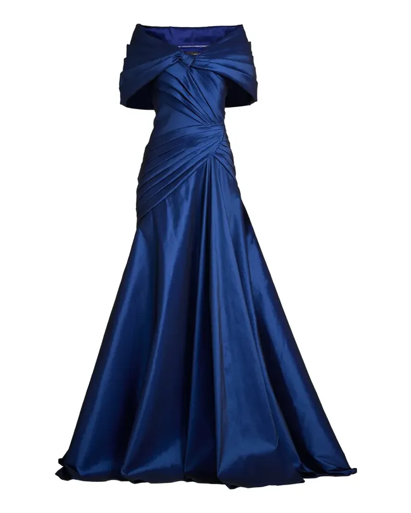 Tadashi Shoji Schulterfreies Plissee-Abendkleid - Blau Blau