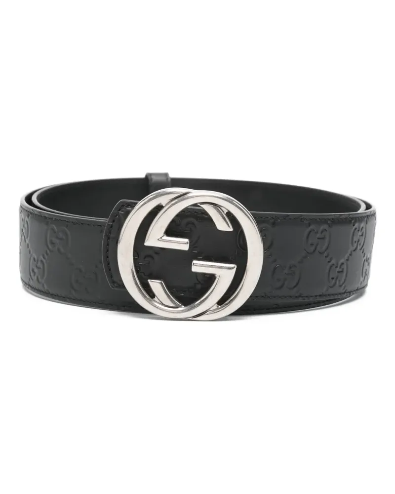 Gucci Gemusterter Gürtel mit Logo-Schnalle - Schwarz Schwarz