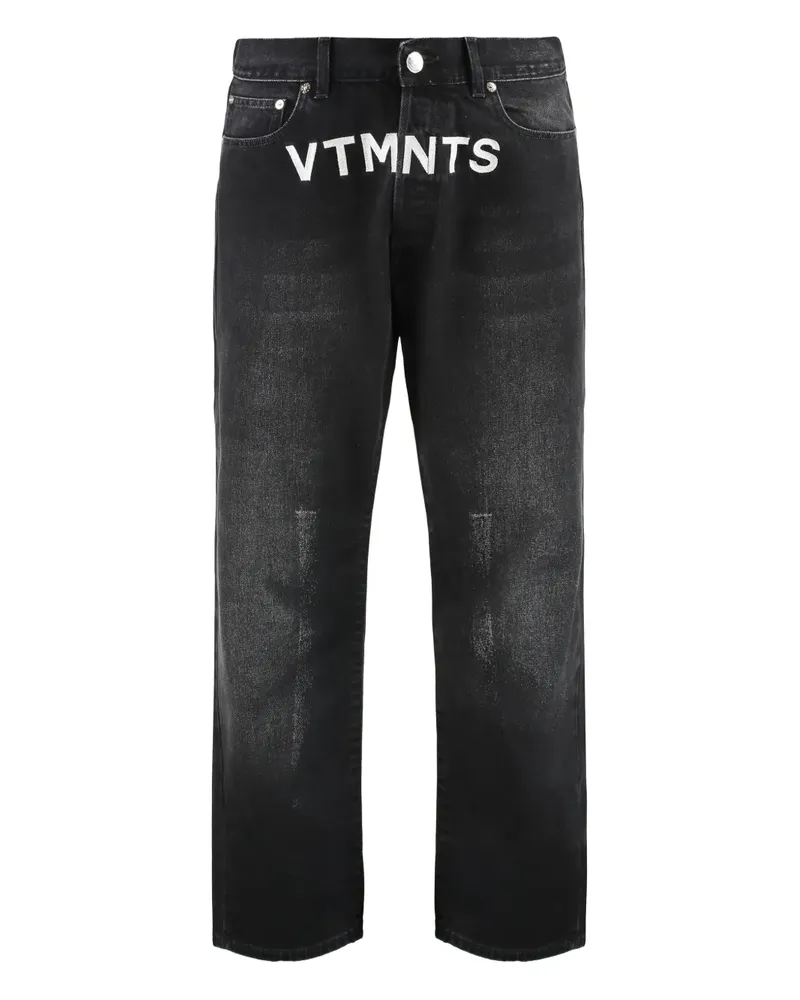 VETEMENTS 5-Pocket-Jeans mit Logo-Etikett - Schwarz Schwarz