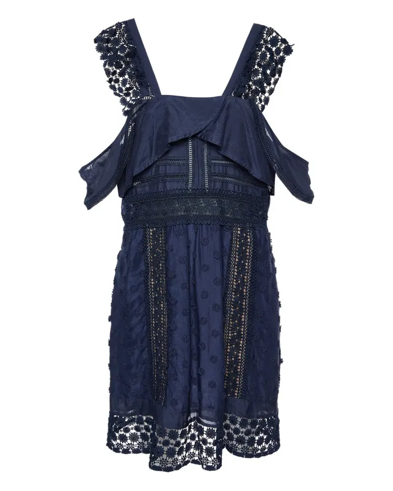 Self-Portrait Kleid mit Spitzenstickerei - Blau Blau