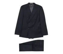 double-breasted virgin wool suit - Blau