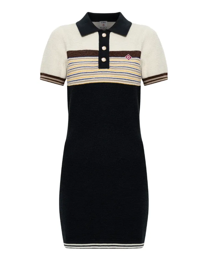 Casablanca Paris Gestreiftes Café Kleid mit Logo - Blau Blau