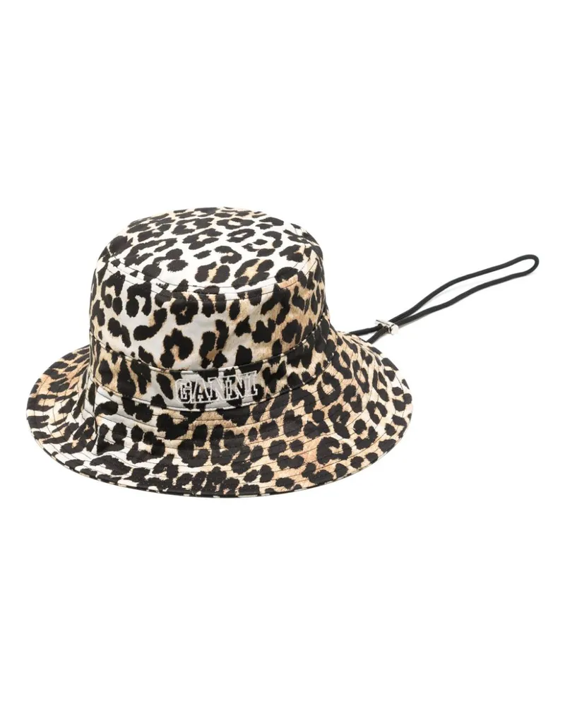 Ganni Fischerhut mit Leoparden-Print Nude