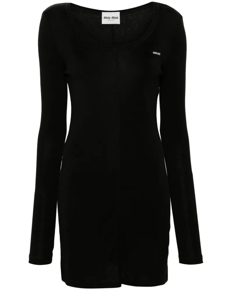 Miu Miu Kleid mit Logo-Patch - Schwarz Schwarz