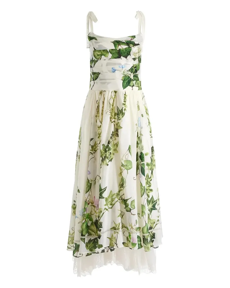 Alice + Olivia Haven Midikleid mit Blumen - Nude Nude