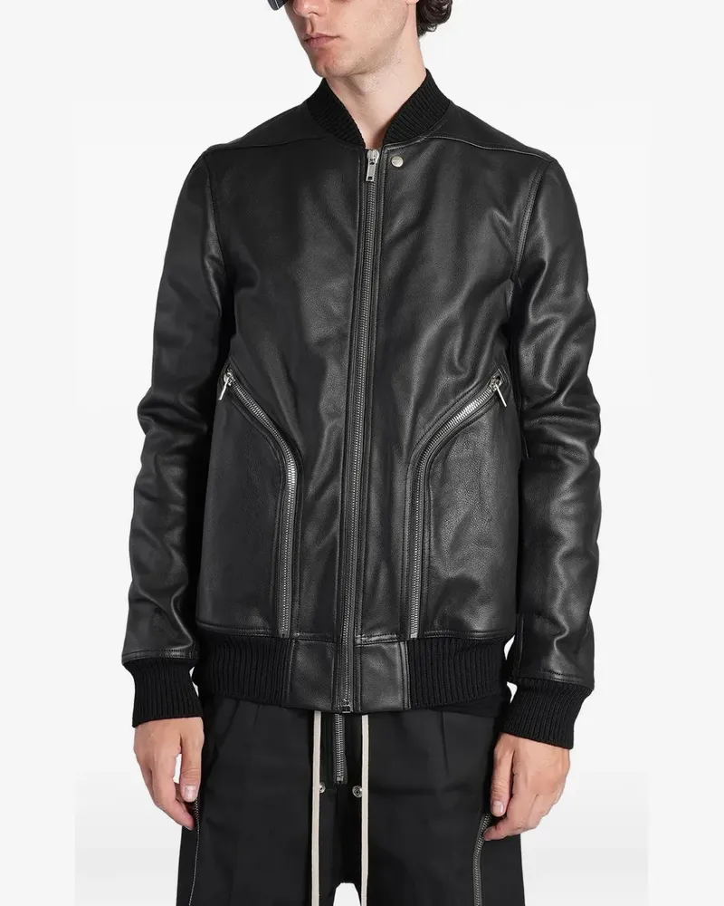 Rick Owens Heizer zip-pocket leather bomber jacket - Schwarz Schwarz