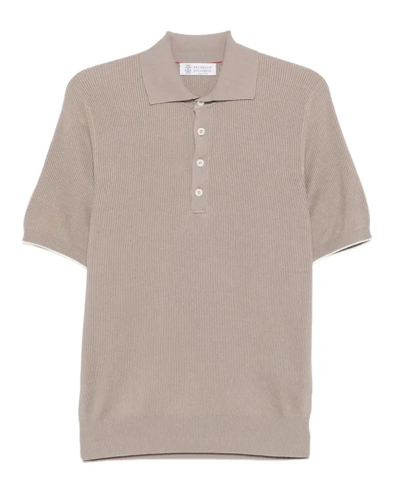 Brunello Cucinelli ribbed polo shirt - Nude Nude