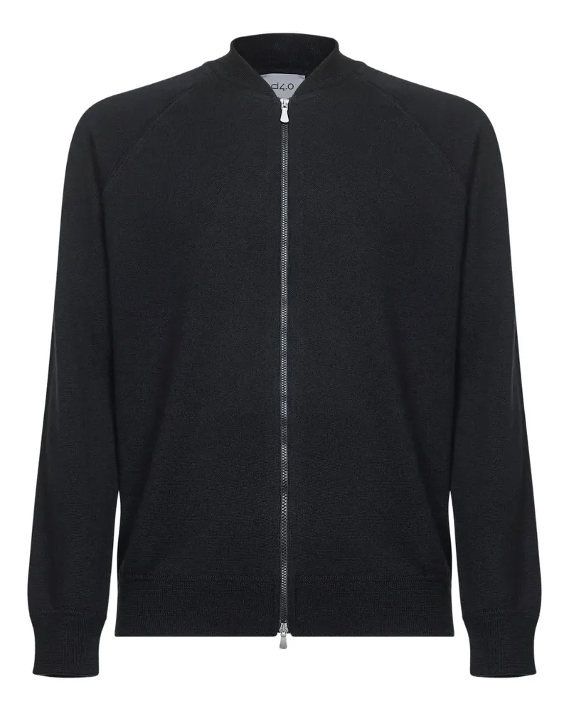 D4.0 Cardigan mit Raglanärmeln und Reißverschluss - Schwarz Schwarz