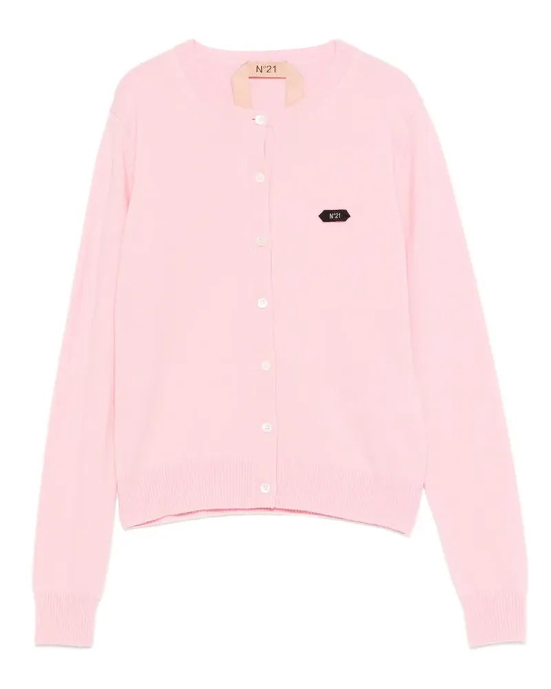 N° 21 Cardigan mit Logo-Patch - Rosa Rosa