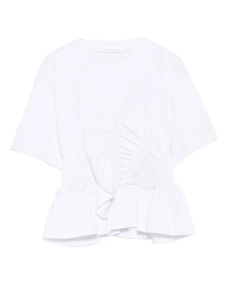 Cecilie Bahnsen Ace ruched peplum T-shirt - Weiß Weiß