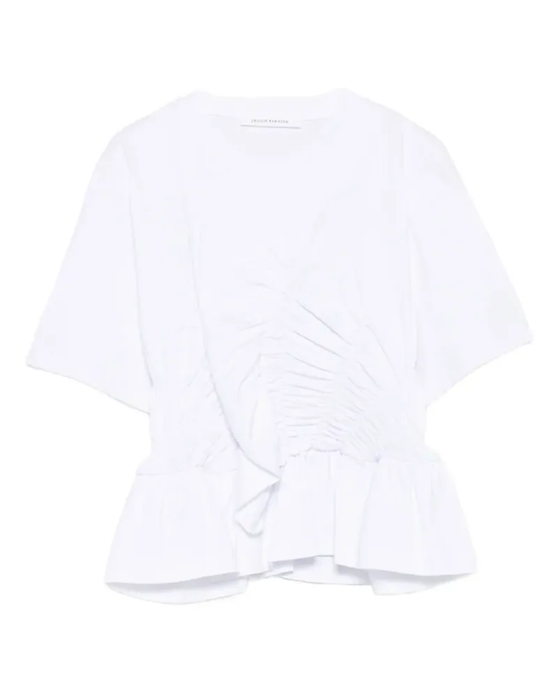 Cecilie Bahnsen Ace T-Shirt mit Schößchen - Weiß Weiß