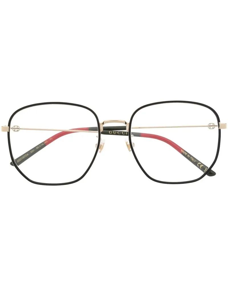 Gucci Brille mit Oversized-Gestell - Schwarz Schwarz