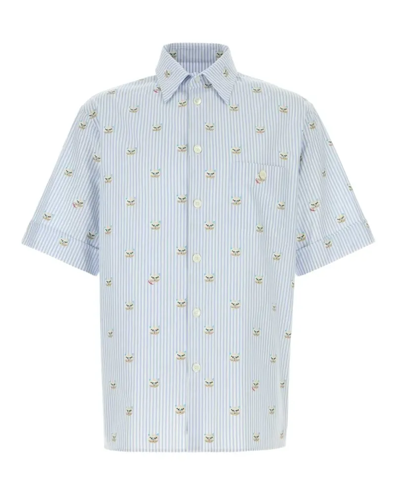 Valentino Garavani embroidered striped shirt - Blau Blau